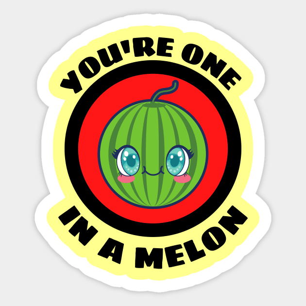 You're One In A Melon - Watermelon Pun Sticker by Allthingspunny